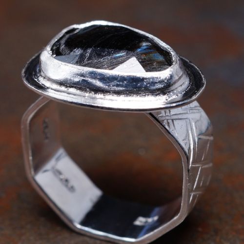 Gorgeously mysterious Arfvedsonite Cabochons for a new contemporary ring designs for manifestations